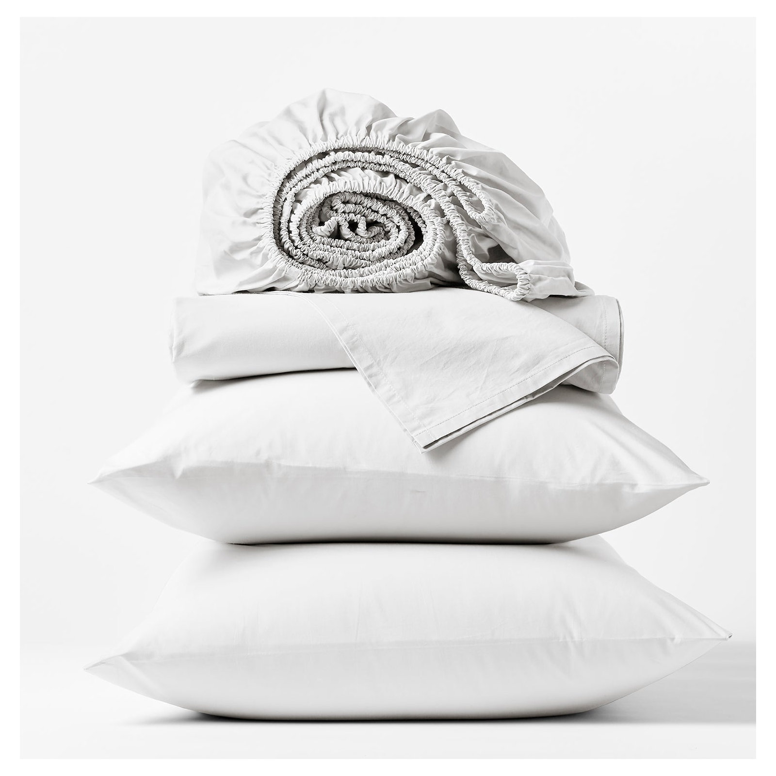 Refined Organic Percale Sheet Set, Alpine White, Full Sheet Set with 2 Pillowcases