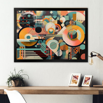 «Blue and Orange Retro Boundaries I», impressions sur toile géométriques modernes