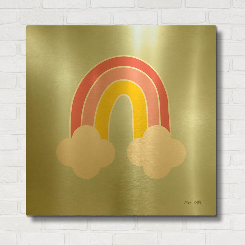 « Son arc-en-ciel », tableau mural en métal doré d'Ann Kelle, 91,4 cm x 91,4 cm, 36 po x 36 po