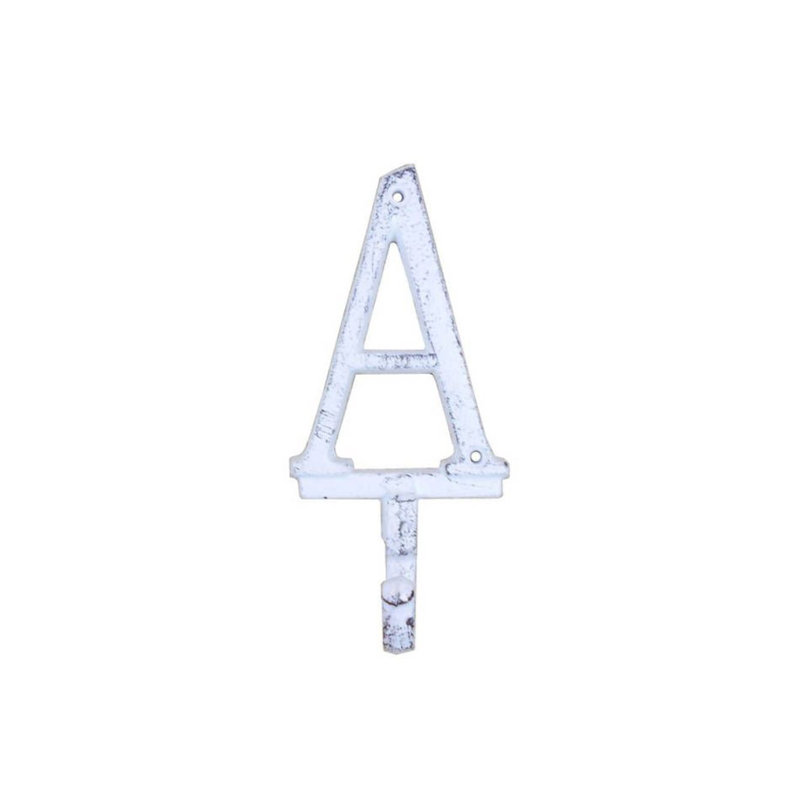 Crochet mural alphabet en fonte lettre a, Blanc délavé