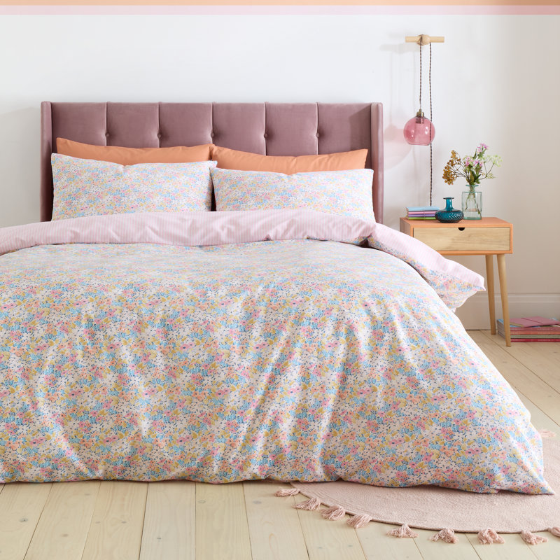 Darcy Floral Reversible Duvet Cover Set, Super King Duvet Cover + 2 Standard Pillowcases
