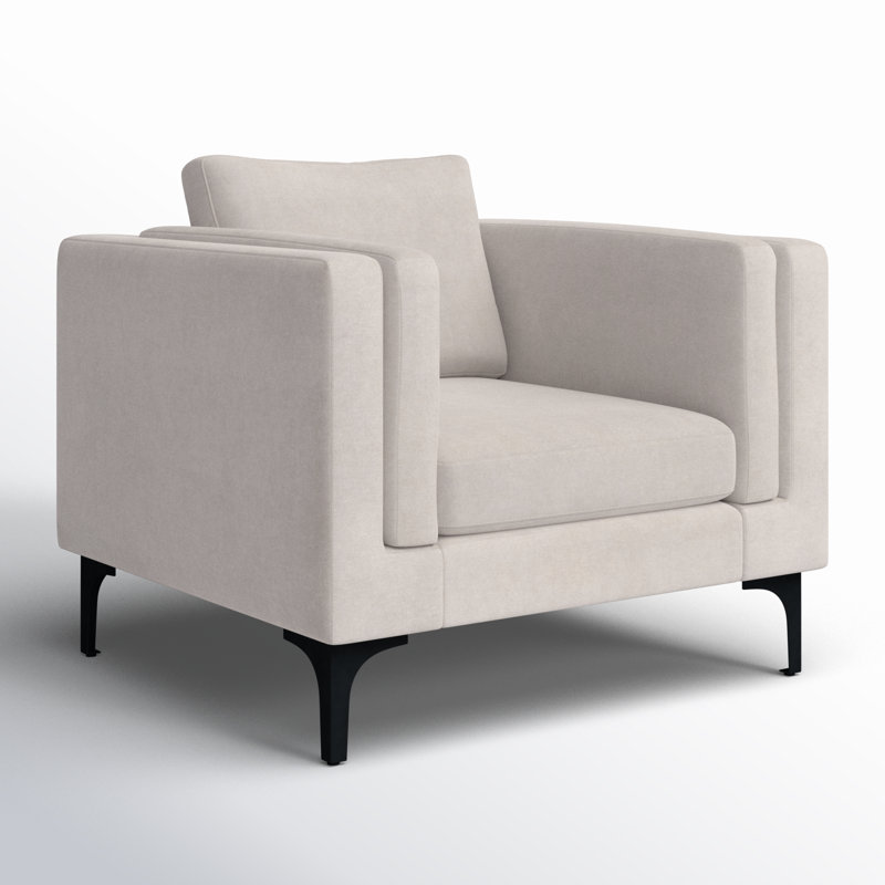 Troian Upholstered Armchair, Black, Lux Cream Performance Chenille