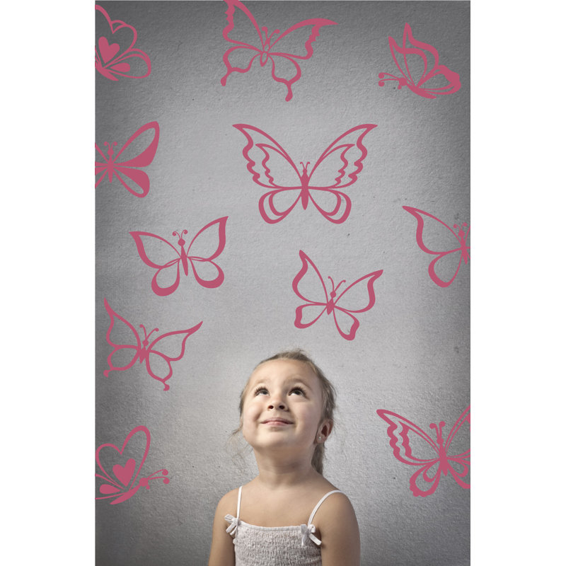 Adhésif décoratif papillon, H 55 po x l 58 po x P 0,01 po, Rouge à lèvres
