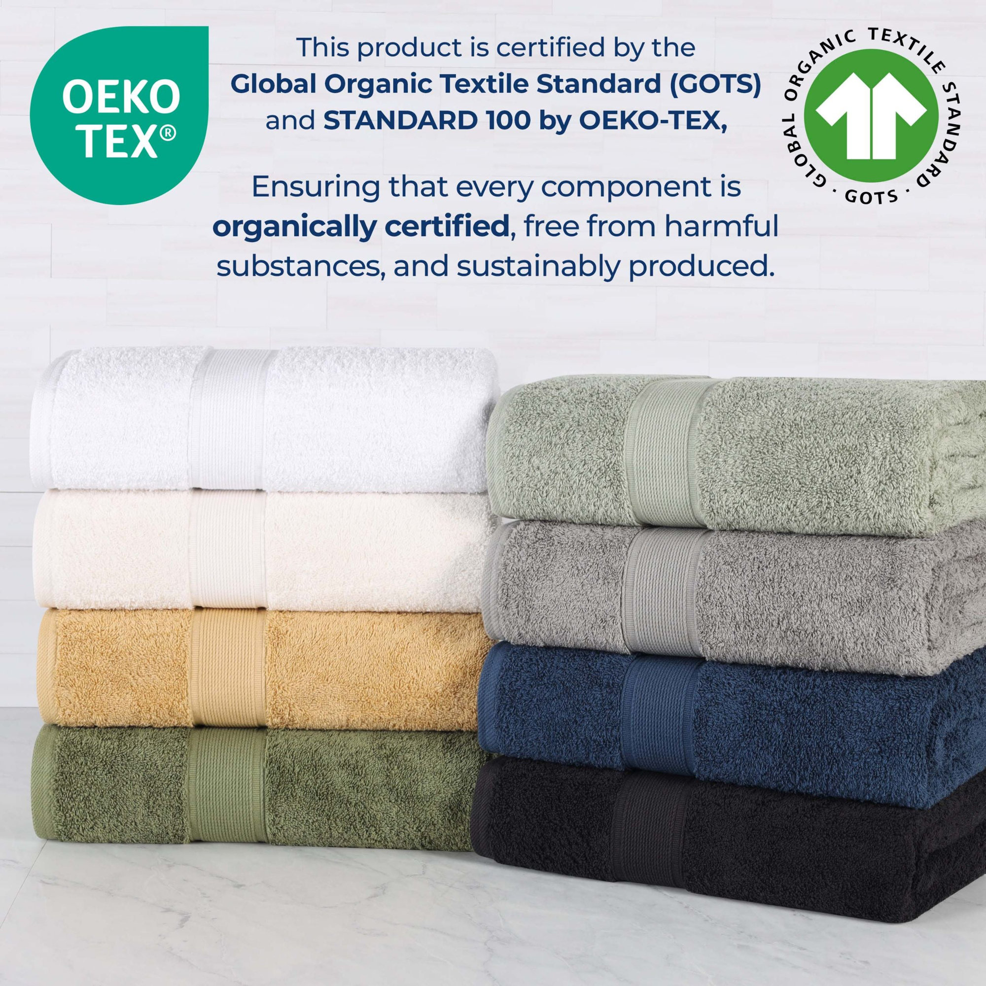 Lyndon Organic Cotton Medium Weight Towel Set, Gold, 12 Piece Set