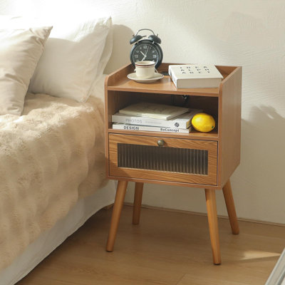 Mid Century Nightstand with Charging Station