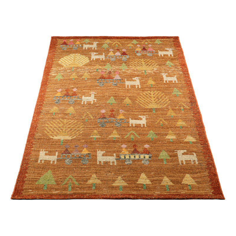 Burano Hand Knotted Wool Geometric Area Rug, Rectangle 6' x 8'