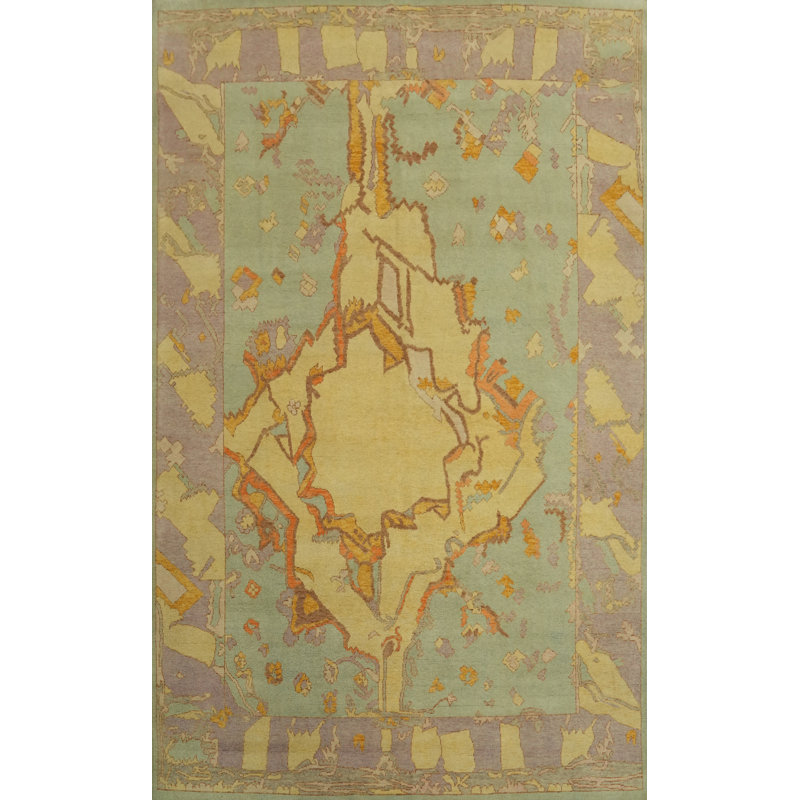 Tapis vert clair en laine Oushak