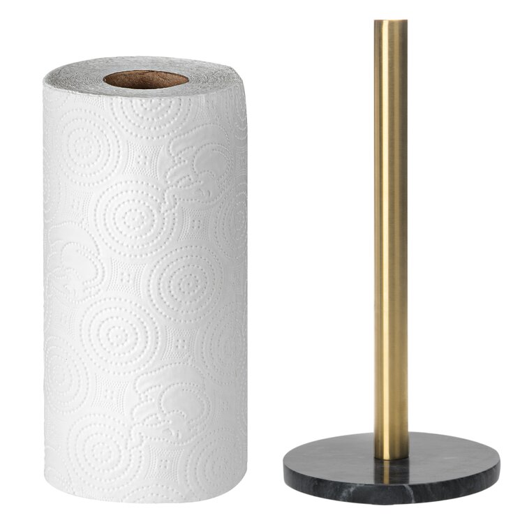 Gold & Marble Freestanding Paper Towel Holder Everly Quinn