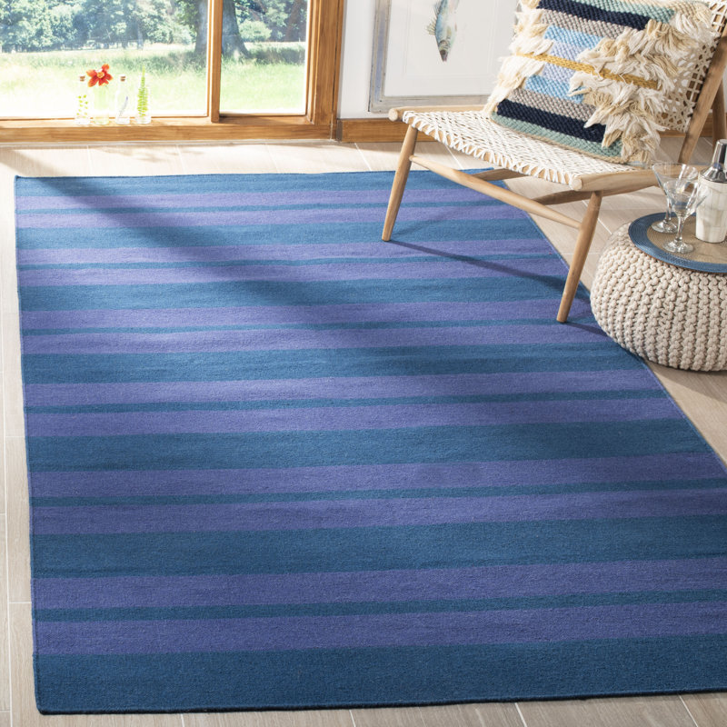 Titan Hand Woven Flat Weave Wool Chevron Rug, Rectangle 4' x 6'
