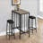 Dining Set, 3pcs Set, Counter Height, 36" Rectangular, Small, Kitchen, Brown Laminate, Black Metal, Contemporary