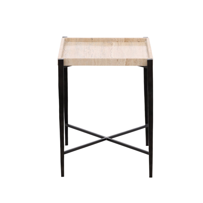Rice End Table Travertine