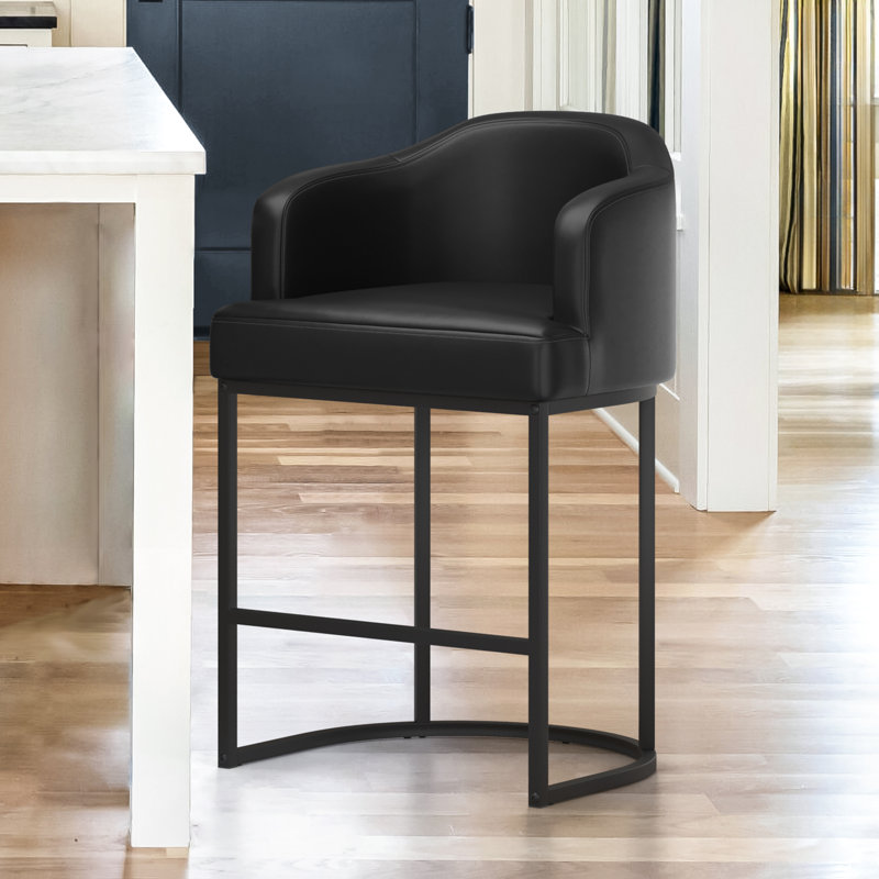 Tabouret 27 "en bois massif Alyce, Noir / similicuir