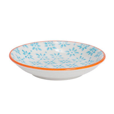 Nicola Spring Hand-Printed Sauce Dishes - 10cm - Blue - Pack of 6