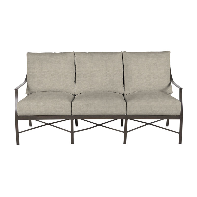 Monaco Aluminum Sofa - Slate Gray, Dove Sunbrella® Linen, Slate Gray, Welt