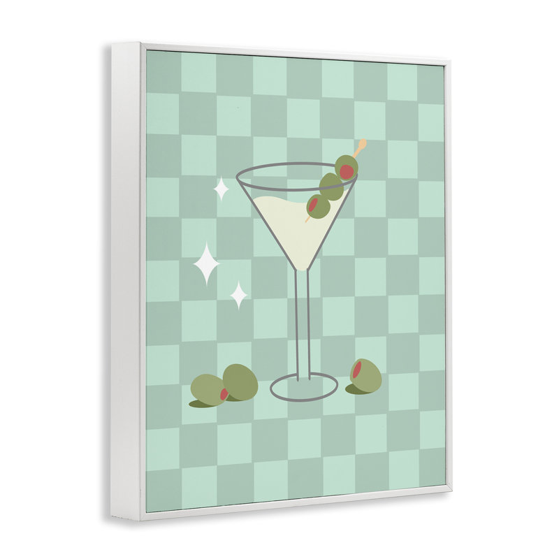 Art à giclée à carreaux Martini par Anna Quach, Estampe numérique encadrée blanc bord de mer, H 30 po x l 24 po