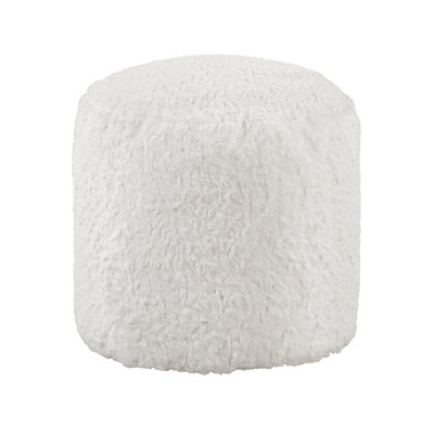 Repose-pieds rembourré en tissu de fausse fourrure blanc cassé Modern, repose-pieds, repose-pieds antidérapant, fauteuil à billes, repose-pieds 1 pièce