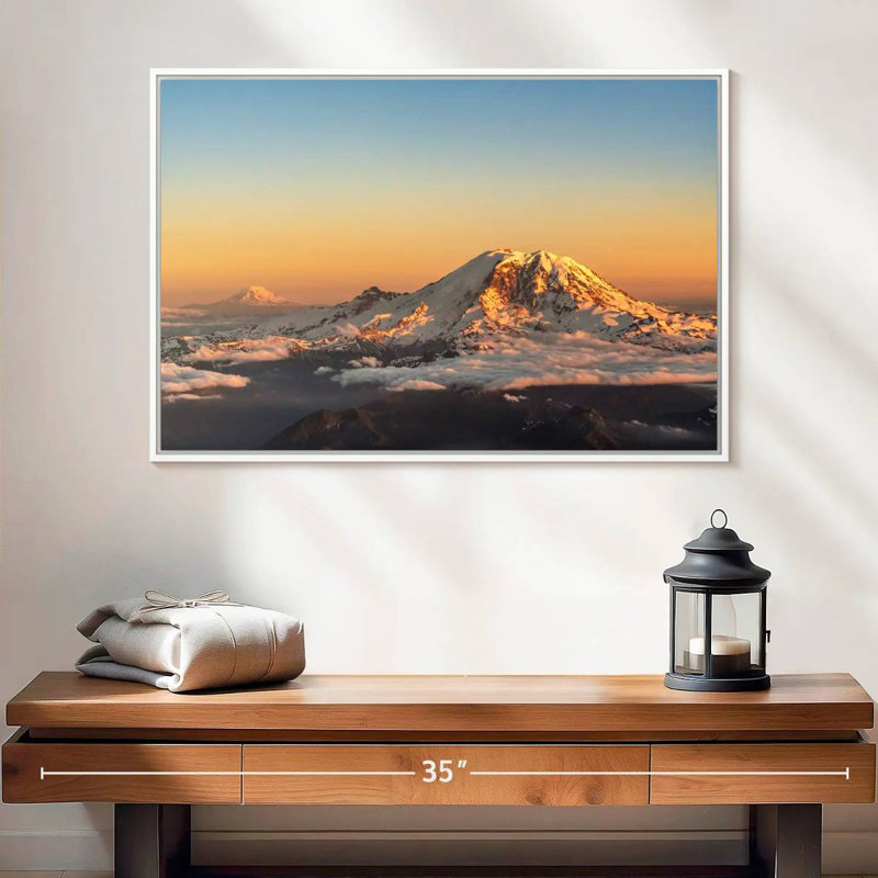 Winter Cascade Range, Floating Frame White, 25" X 17"