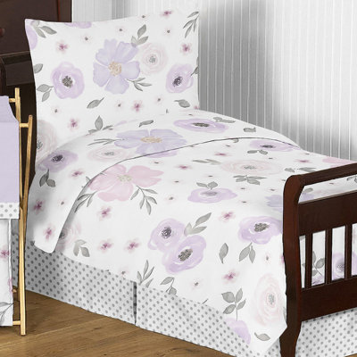 Ensemble de literie enfant 5 pièces floral aquarelle