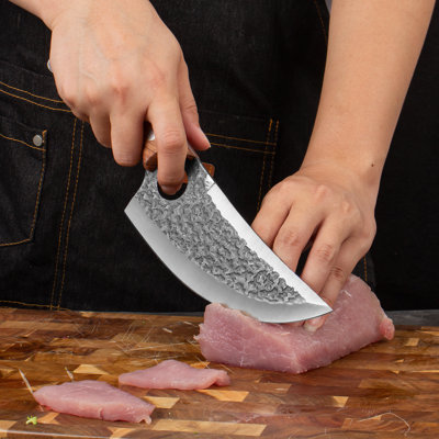 5-piece Kitchen Knife Set, Including 3 Professional Chef Knives, Hand-forged, With Ergonomic Handles, Suitable For Fine Cutting And Cooking Beef And Lamb, Equipped With A Leather Sheath And Sharpening Rod