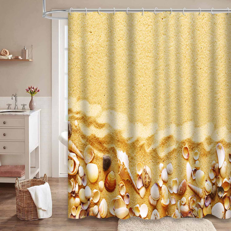 Rideau de douche Seashells and Sandy Beach, L 72 po x l 78 po