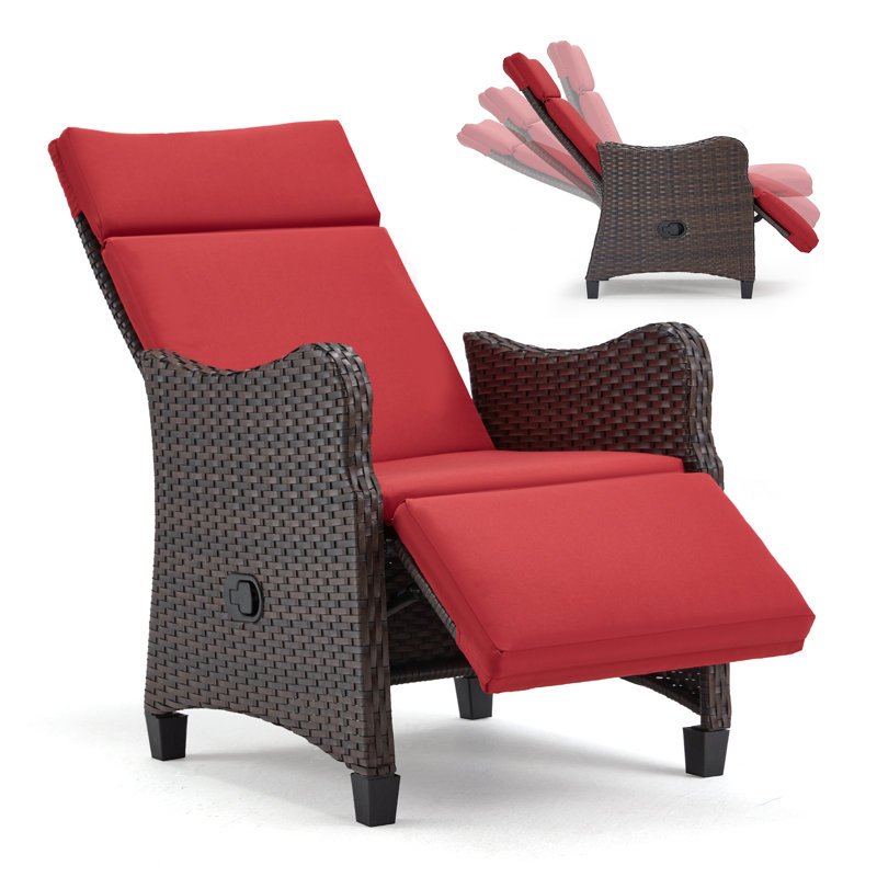 Fauteuil inclinable d'extérieur en osier Bayview, Rouge
