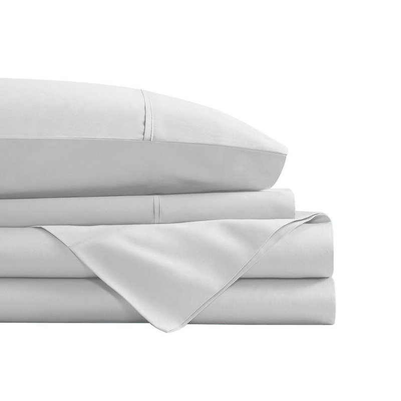 Queen Silver Microfiber Smart Sheet Set with Storage Pockets