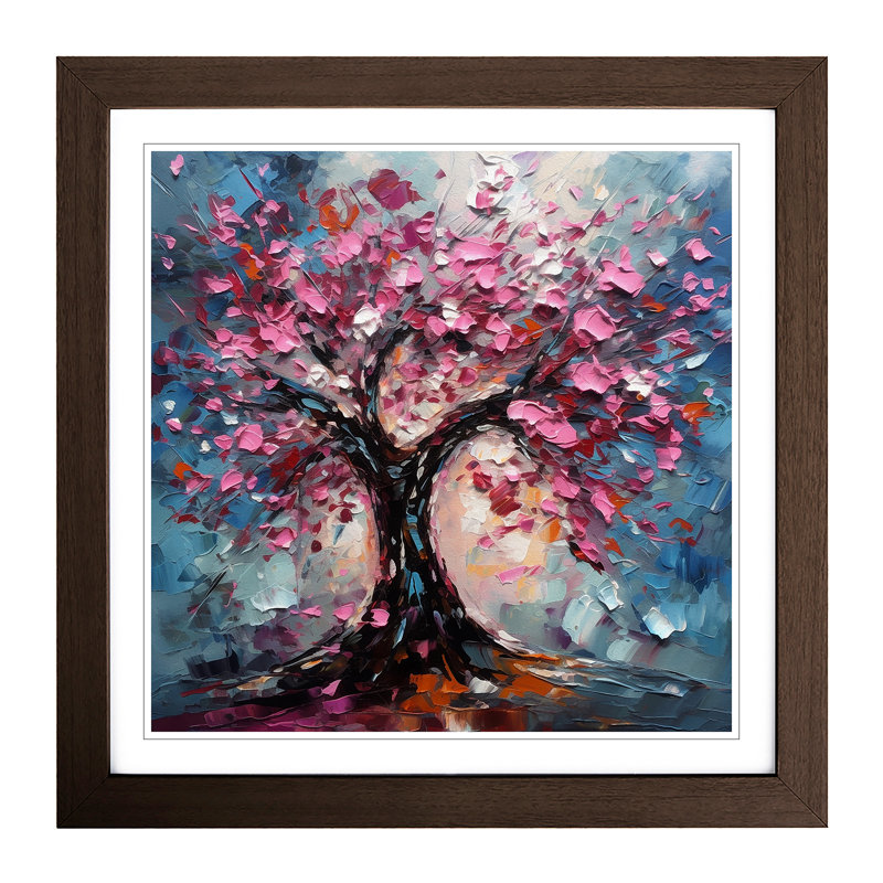 Cherry Blossom Tree Expressionism - Framed Print, Walnut
