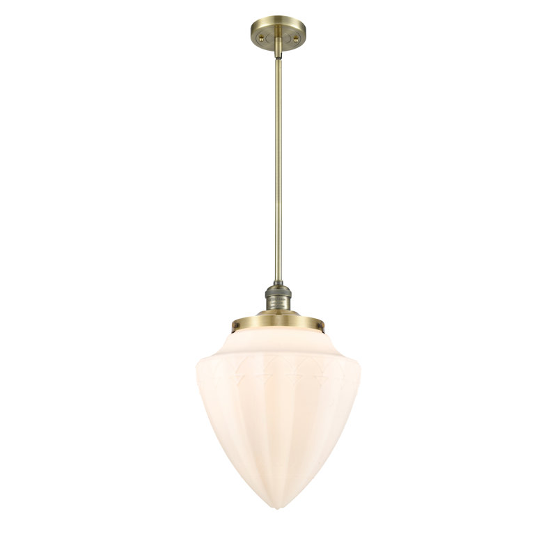 Luminaire suspendu géométrique unique 1 lumière, Laiton antique, Blanc mat