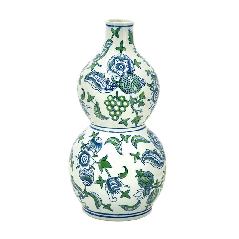 Vase de table 13 "en porcelaine ondulée blanche et bleue 13"