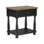 Ensemble de chambre avec grand lit 5 pièces Ginie, 2 tables de chevet USB, chêne brun rustique noir