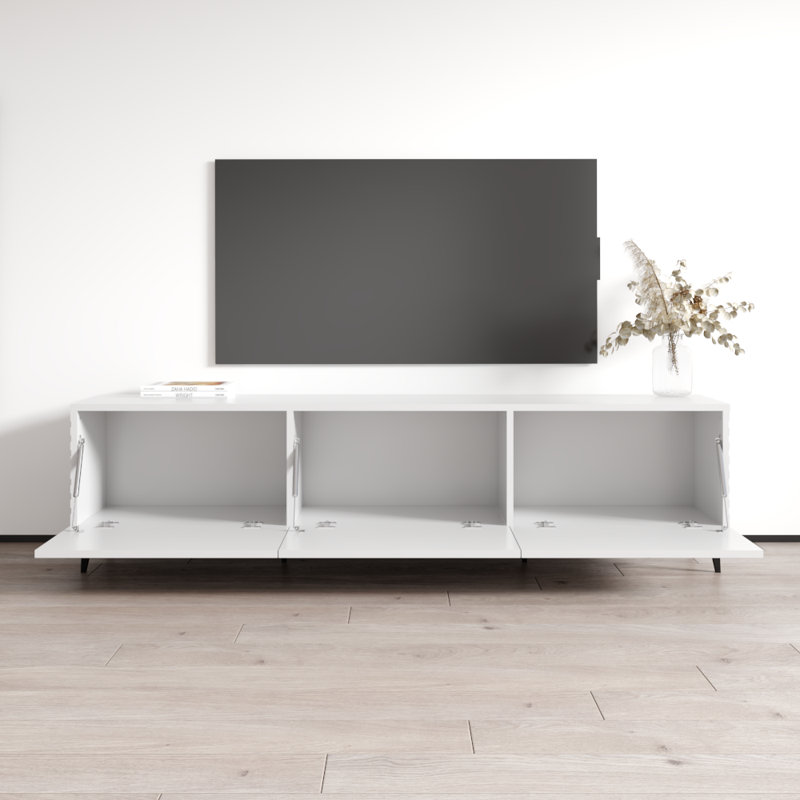 Meuble télé 73,2 po avec finition matte, Blanc