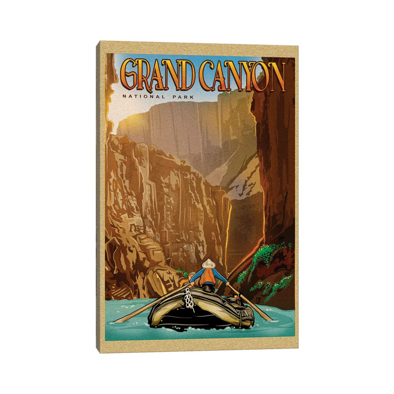Grand Canyon River Ride by Old Red Truck - Wrapped Canvas Print
