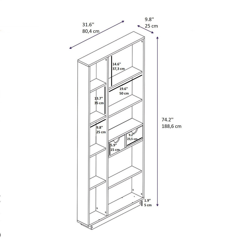 Bookcase With Drawers And Shelves Revna, Brown
