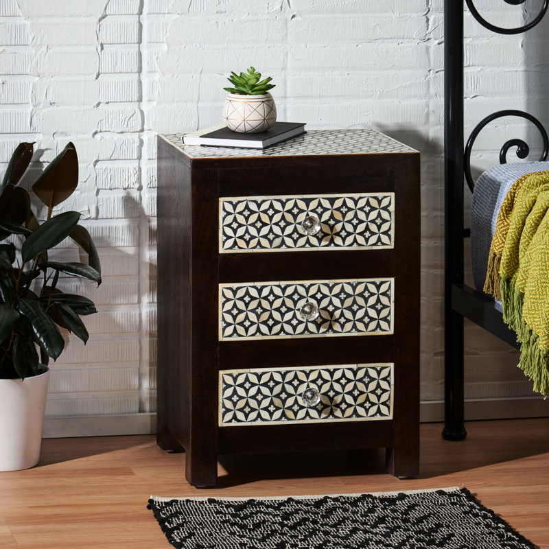 Table de chevet 3 tiroirs en bois