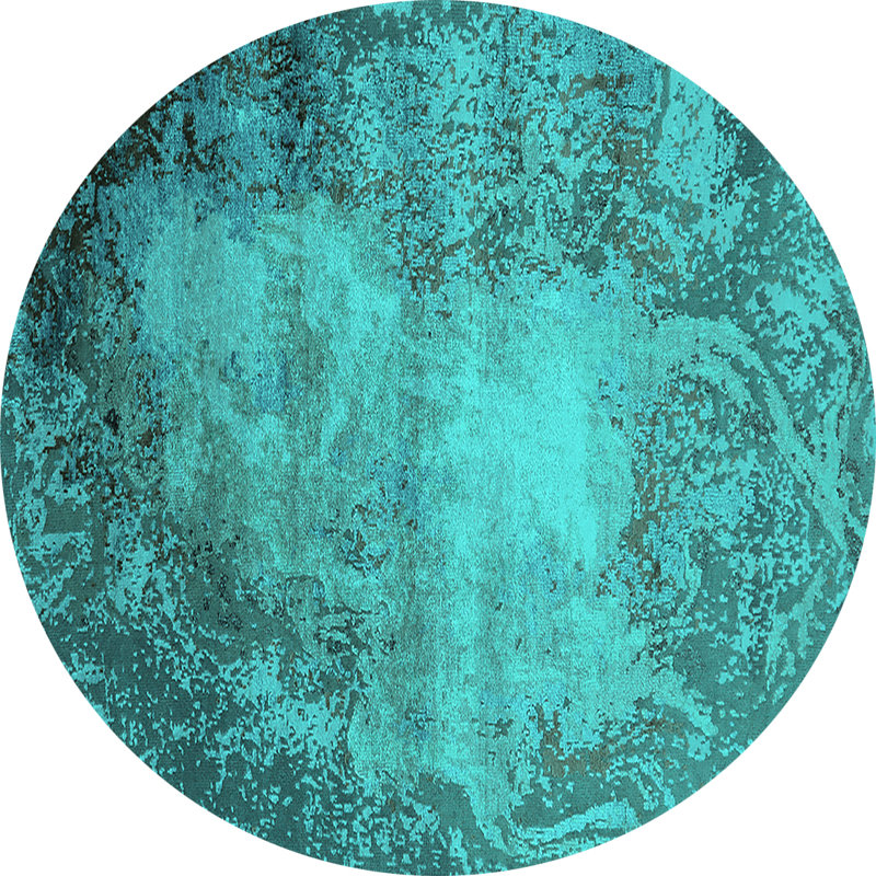 Tapis bleu / bleu sarcelle, Rond 5 pi
