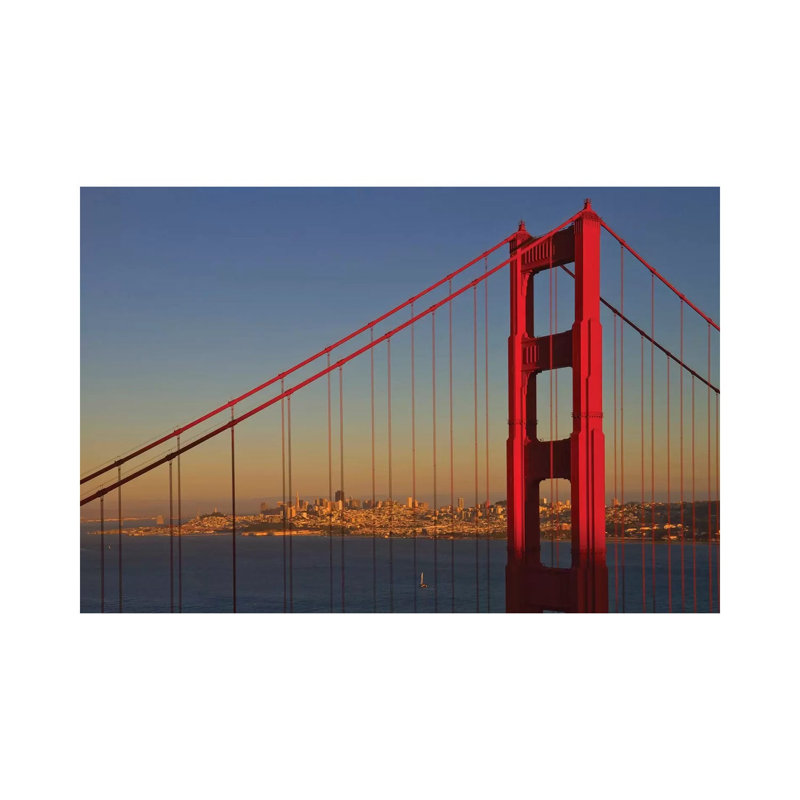 Golden Gate Bridge At Sunset by Melanie Viola - Wrapped Canvas Print, 20.32 cm H x 30.48 cm W