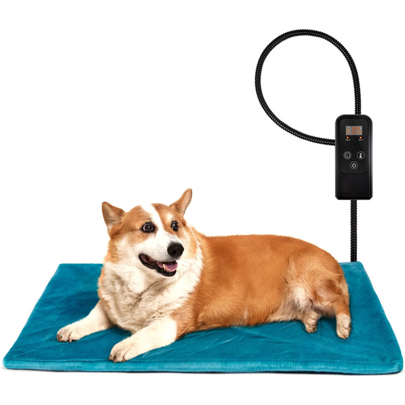 Coussin chauffant pour chien et chat avec housse amovible, Moyen (l 30 po x P 18 po), Bleu