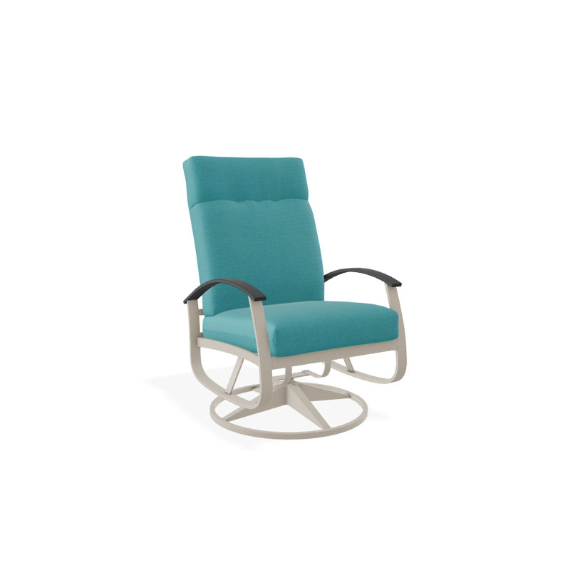 Chaise berçante pivotante réglable avec coussins Askar, Toile Aruba Sunbrella®, Graphite classique P30, Blanc brillant