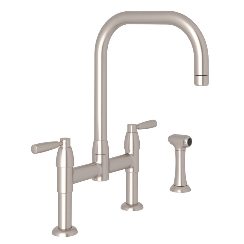 Holborn Bridge Kitchen Faucet with Side Spray, Satin Nickel