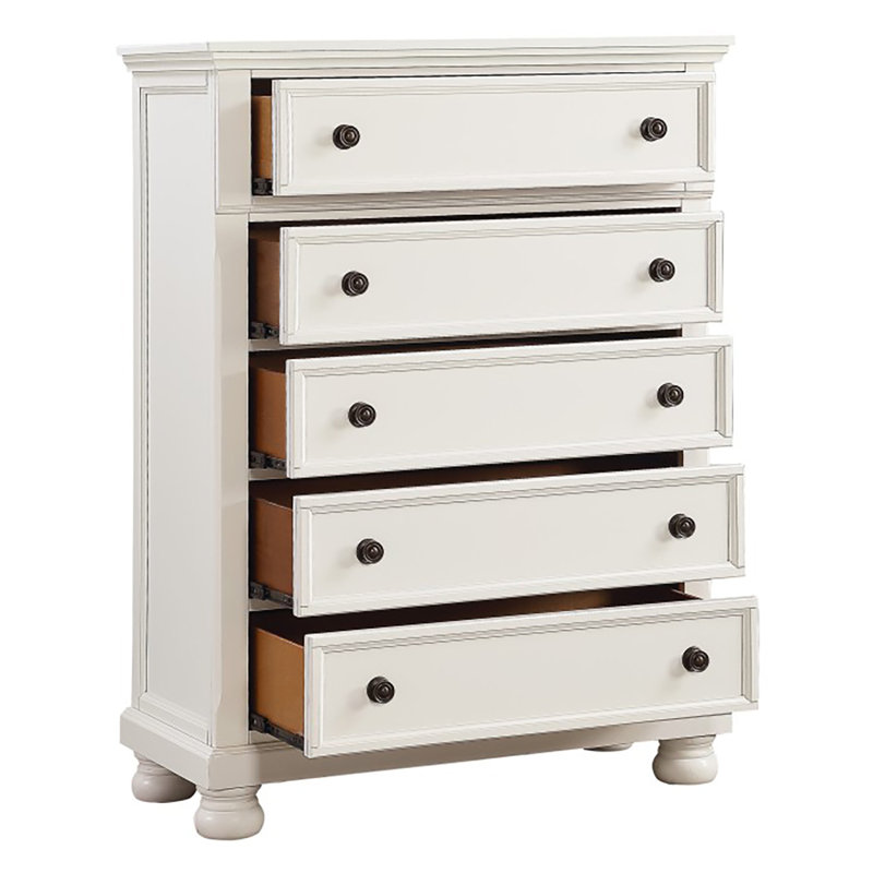 Commode 5 tiroirs Dorminey, Blanc