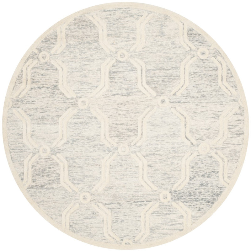 Hand Tufted Wool Geometric Rug, Round 6'