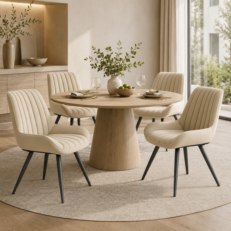 43.7 cm H Full Back Side Chair, Beige
