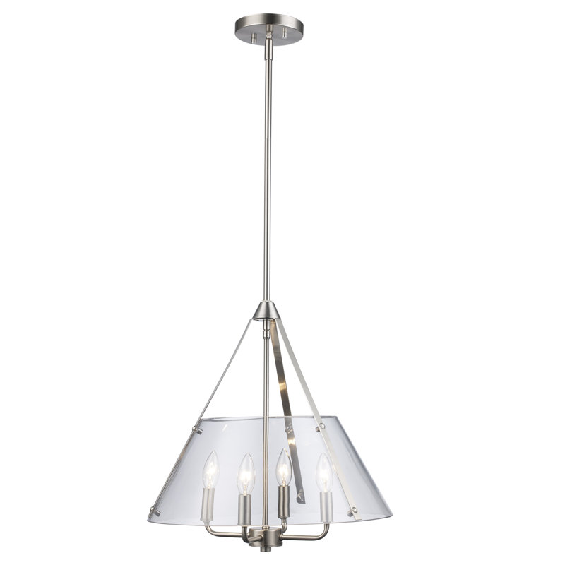 Waddells - Luminaire suspendu, Nickel brossé, H 12 po x l 20 po x P 20 po, 4