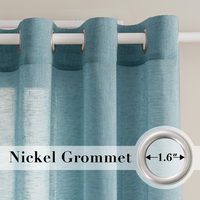 Linen Blended Textured Semi-Sheer Grommet Curtains - 37"/52" Widths Semi-Private & Light-Filtering Linen-Style Panels for Bedroom 