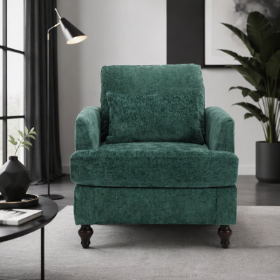 Fauteuil avec cadre en bois, fauteuil d'appoint moderne pour le salon, fauteuil club capitonné, fauteuils modernes de style Mid-Century avec structure cloutée en bois massif, pour la chambre à coucher, la lecture