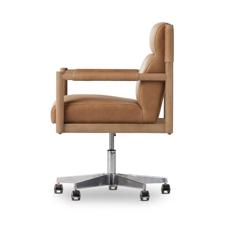Kiano Leather Task Chair, Light Brown Genuine Leather