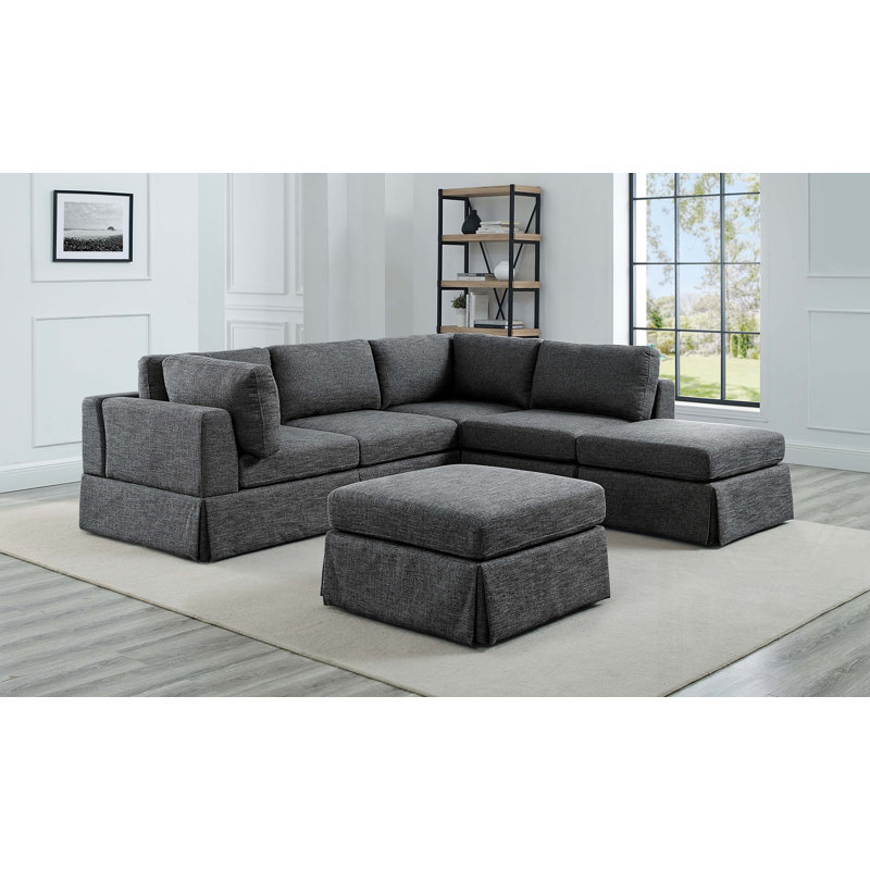 Canapé modulaire 6 pièces rembourré, Polyester beige