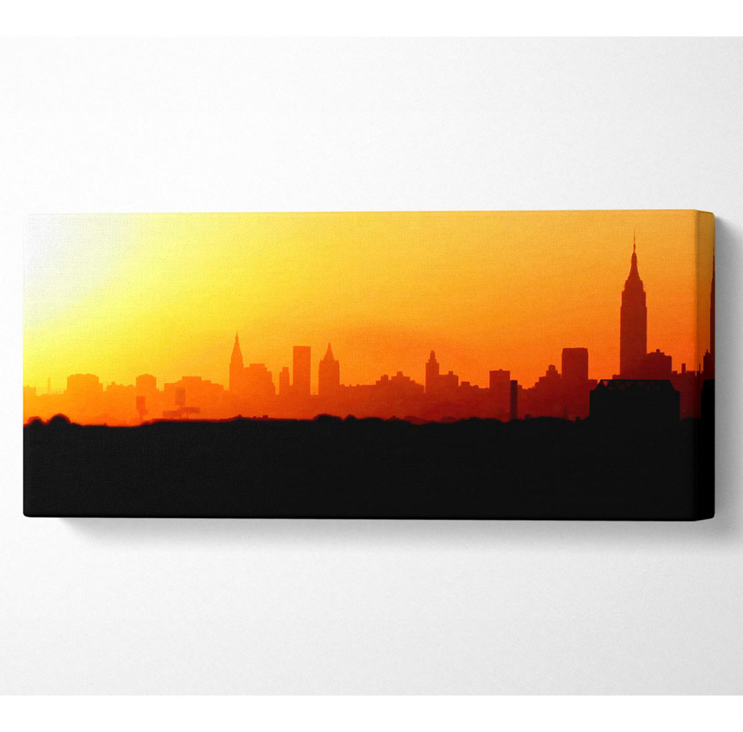 Sonnenaufgang über der Stadt - Panorama-Kunstdrucke auf Leinwand - Wrapped Canvas