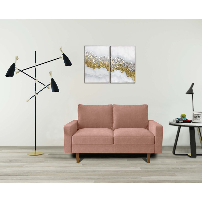 Jekori 59'' Velvet Loveseat, Rose Velvet