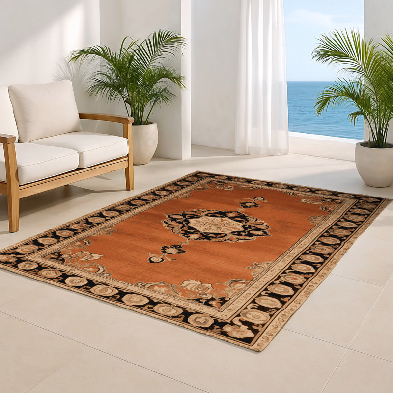 Tapis d'intérieur et d'extérieur brun français, Rectangle 5 pi x 7 pi